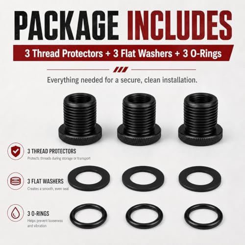 3Pack 1/2x28 to 3/4x16 Thread Protector and Washers, Steel Black - color: Black Thread Protector (1/2x28 to 3/4x16)