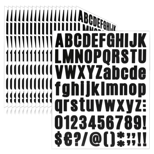 Letter Stickers,Mailbox Numbers,1 Inch Waterproof Vinyl Alphabet - color: Black 20 Sheets, size: 1 Inch