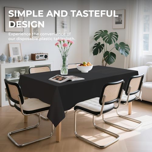 10 Pack Premium Disposable Plastic Tablecloth 54" X 108" Rectangle Table Cover for Birthdays Weddings Christmas Anniversary Buffet Table (Black) - color: Black, size: 54" X 108" Rectangle