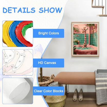 zpptAugs Paint by Numbers Kit for Adults Beginners，Giraffe Funny Adult Paint by Number Kits on Canvas,Digital Oil Number Painting Kits for Home Decor Gift 12"x16"(Without Frame)