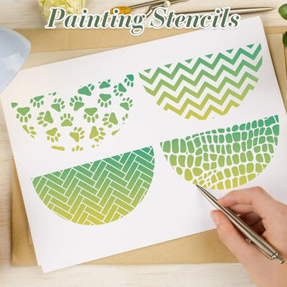 Geometric Texture Stencils for Crafts Reusable 9Pcs Stencils(11.8X6.3 Inch) - color: Texture 8