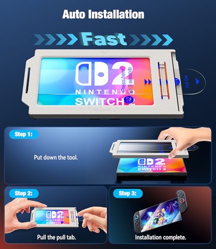 Hoerrye for Nintendo Switch 2 Screen Protector - 2025 Switch2 9H Tempered Glass, HD Clear with Auto Dust Removal, Anti-Scratch & Bubble-Free Installation Kit (2 Pack)