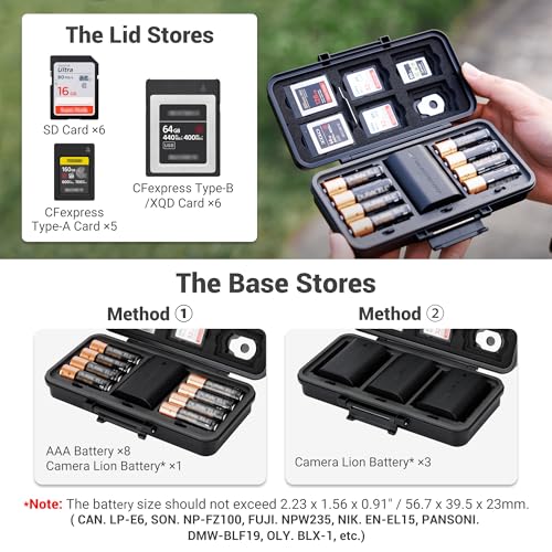 JJC Camera Battery & SD Memory Card Case Holder for Canon Nikon Sony DSLR - size: For Camera Battery x3