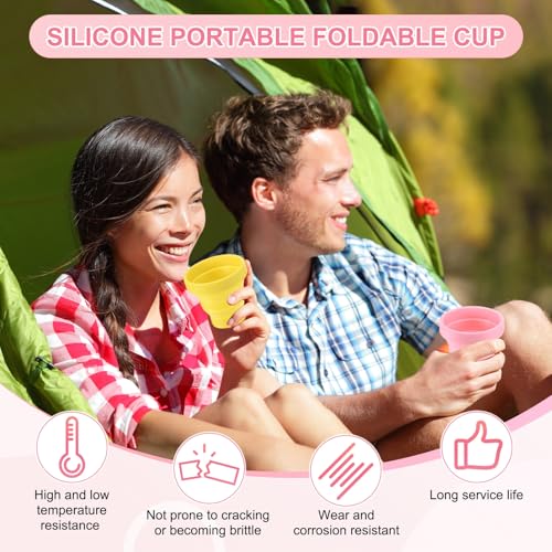 M METERXITY 2 Pack Collapsible Travel Cup, 5.7oz(170ml) Silicone Portable Foldable Water Cup Bottle for Travel/Camping/Hiking, Reusable [White] - color: White