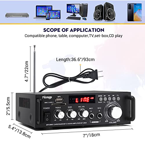 Facmogu 298A 2 Channel Bluetooth 5.0 Audio Amplifier 300W Wireless Amp - style: MAX 300Wx2