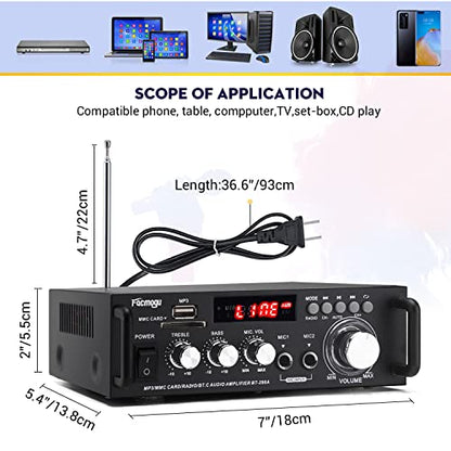 Facmogu 298A 2 Channel Bluetooth 5.0 Audio Amplifier 300W Wireless Amp - style: MAX 300Wx2