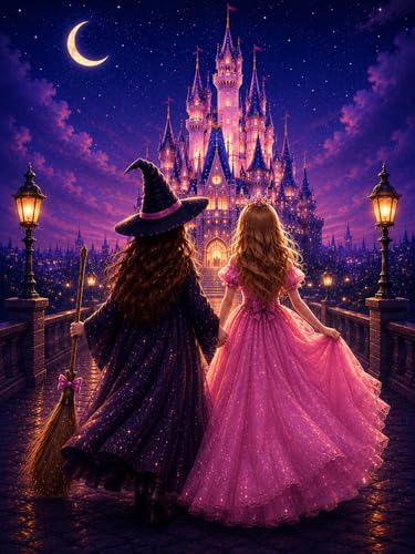 Diamond Art Kits for Adults,Princess and Witch Castle Diamond Painting - color: HS048-1