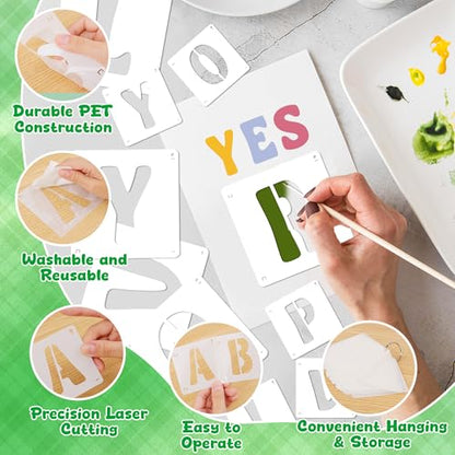 Letter Stencils, 80 Pcs Large Alphabet and Numbers Stencils (2Inch & 3Inch) - size: 2Inch&3Inch