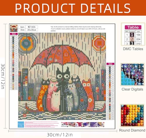 Axquilon Cat Diamond Art Kits for Adults 12x12 inch - color: Cat-A
