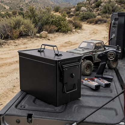 RC Battery Storage Box, Steel Ammo Can for LiPo Packs & Gear - size: 12.1" x 6.1" x 7.5"
