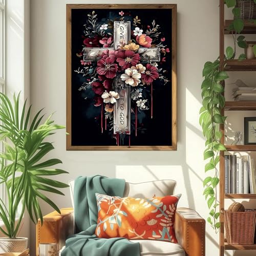 ICYANART Paint by Numbers Kit for Adults Beginner Cross Number Painting - color: Cross
