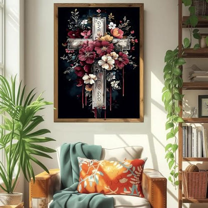 ICYANART Paint by Numbers Kit for Adults Beginner Cross Number Painting - color: Cross