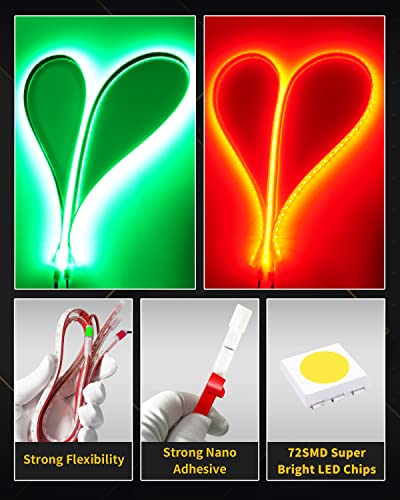 YM E-Bright Marine LED Navigation Light Strips, 24inch Red Green 12V 4PCS - color: 2 Pcs Green+2 Pcs Red, size: 24 inch