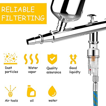 Dual Action Airbrush Kit, 0.2/0.3/0.5mm Nozzles with Moisture Trap