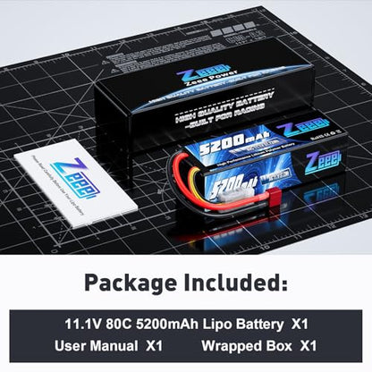 Zeee 3S Lipo Battery 5200mAh 11.1V 80C with T Connector