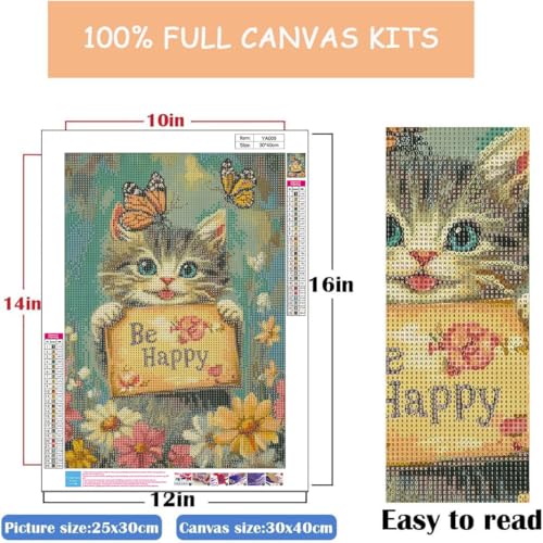 WUSARPLY Cat Diamond Painting Kits for Beginner Adults - color: YA009