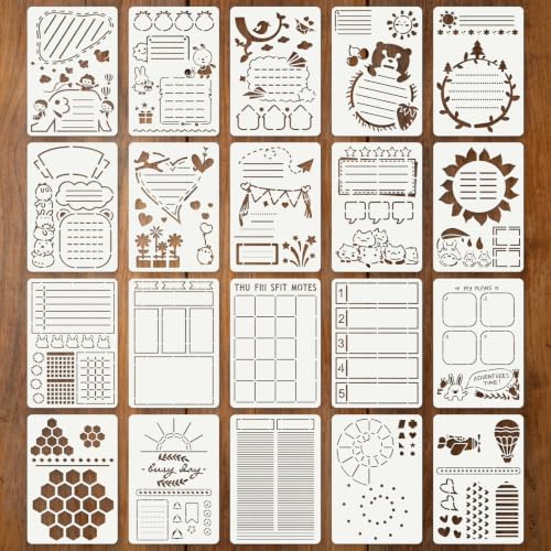 Diary Planning Stencils for Crafts Reusable 20Pcs Stencils(7.8X5.5 Inch) - color: Diary 2
