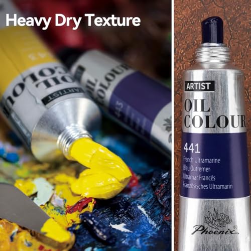 PHOENIX Artist Oil Paint Set - 24 Color x 1.35 Oz. / 40ml Tubes Professional Quality Oil Based Paint for Canvas Painting - color: 24 Colors