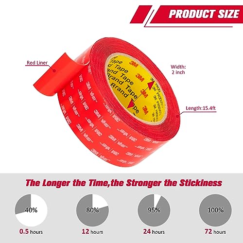 3M Heavy Duty Double Sided Tape 2''x15.4Ft 0.04in Thick Clear 4910 - color: Clear, size: Width 2"
