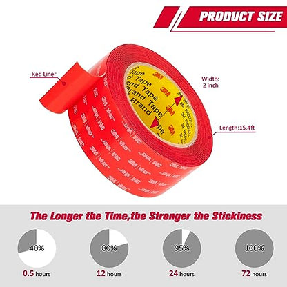 3M Heavy Duty Double Sided Tape 2''x15.4Ft 0.04in Thick Clear 4910 - color: Clear, size: Width 2"