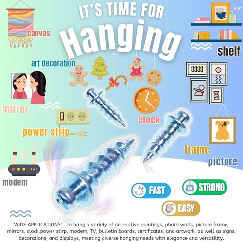 Bear Claw Screws for Wall Hanging, Double Headed Picture Hanger Screws - color: Silver