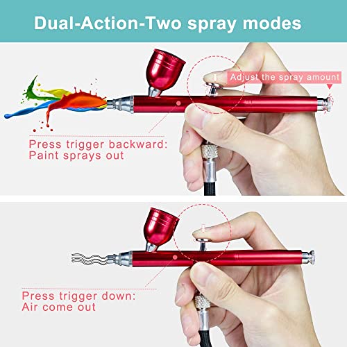 HUBEST 0.3mm Dual-Action Airbrush Spray Gun,with 7cc Cup for Model & Makeup