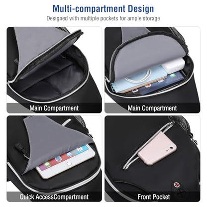 MOSISO Small Sling Bag for Men, Crossbody Shoulder Chest Daypack Bag - color: Black