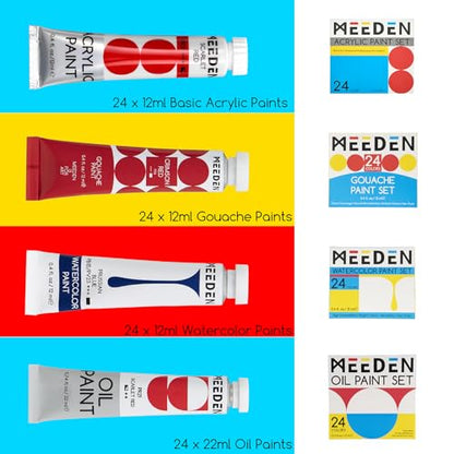 MEEDEN 142 PCS Painting Kit: Art Supplies with Aluminum & Tabletop Easel - size: 142pcs