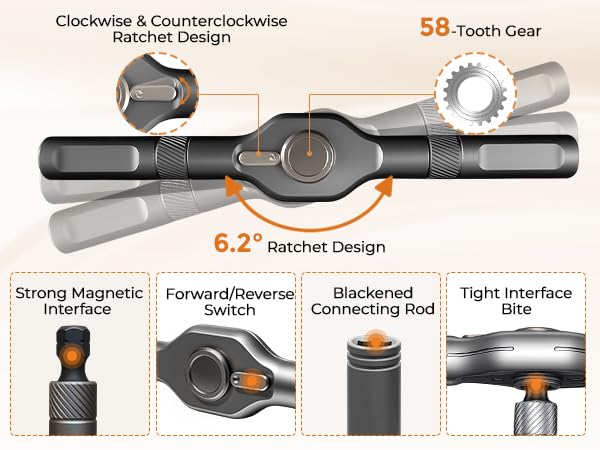 Asnish 66 in 1 Ratcheting Screwdriver Set, 58-Tooth T-Handle with Pad - size: 66 IN 1