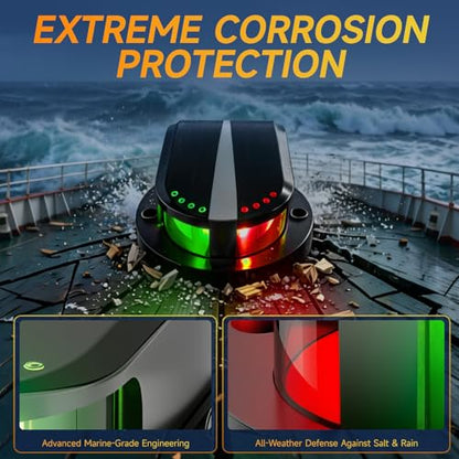 Boat Navigation Lights Red and Green, Bow Lights for Boats LED IP67 Waterproof, Boat Light Marine Running Light for Small Boats - color: Black
