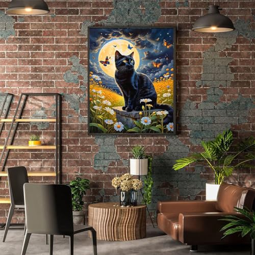 Black Cat Paint by Numbers for Adults - Cat Paint by Number on Canvas - color: MT13394