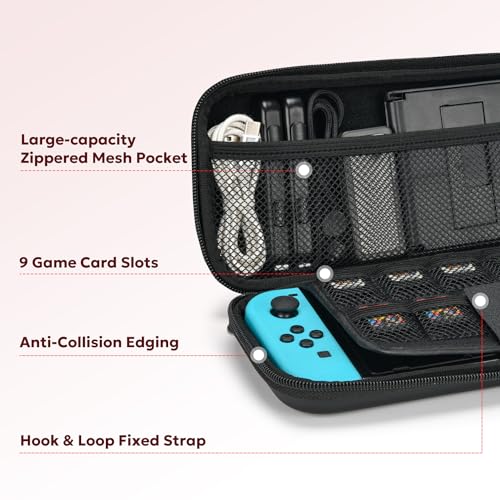 innoAura Switch Case, Switch Accessories Bundle with Switch Carry Case, Switch Case Cute, Switch Screen Protector, Switch Game Case, Switch bag black gradient, Suitcase set - color: Switch Black-red Gradient