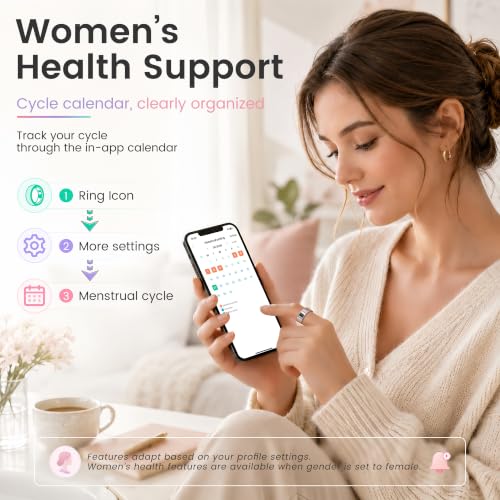 Smart Ring for Women & Men, Sleep and Stress Fitness Tracker (Silver 7) - color: Silver, size: 7