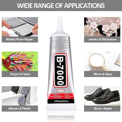 B7000 Super Glue,Multi Functional Glue Transparent Paste Adhesive Multi-Function Repair Glues Suitable for Phone Jewelry Glass Wood Metal Fabric (25ml-1pcs) - color: 25ml-1pcs