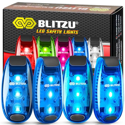 LED Safety Lights 4 Pack, Clip On High Visibility Strobe Light for Walk Run - color: Blue