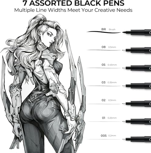 Ohuhu 18-Count Colored Micro Fineliner Pens for Artists Drawing & Sketching