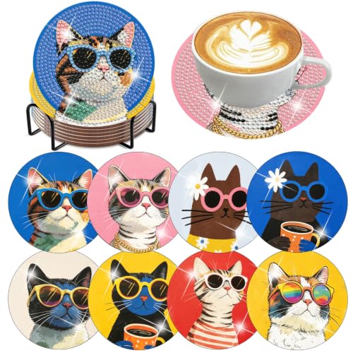Cat Diamond Art Coasters Kit - Diamond Painting Coasters 4X4IN - color: Cat-2