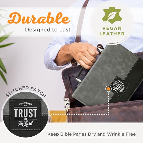 Christian Art Gifts Faux Leather Bible Cover for Men: Trust in the Lord - size: Large