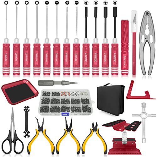 OGRC Tool Kit - Screwdriver Set, RC Repair Tools 1/8 1/10 RC Tools - 26pcs - color: Red