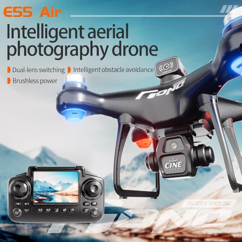 E55 Air Drone with Screen Controller with SD Card, 2 Batteries. - color: 2 batteries - White