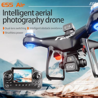 E55 Air Drone with Screen Controller with SD Card, 2 Batteries. - color: 2 batteries - White
