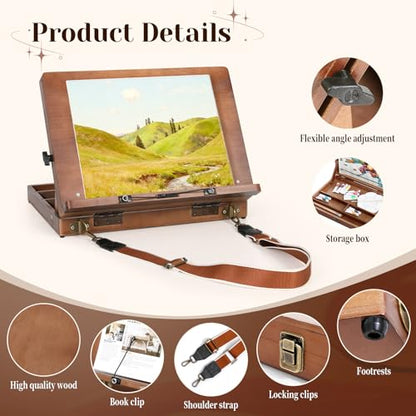 TYYIHUA Tabletop Easel for Painting, Adjustable Wooden Desktop Art Easel