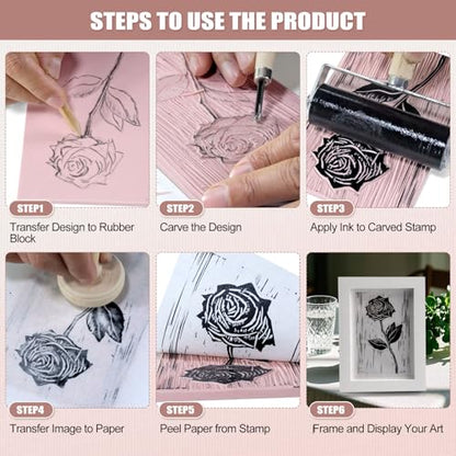 Bobblebro 5 PCS 4"x6" Soft Linoleum Blocks for Printmaking & Stamp Making - color: 4"×6"-5PCS