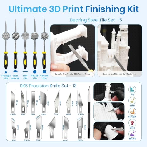 142Pcs 3D Printer Tools Kit with 4-Layer Slotted Case, 3D Printer Accessories - Cordless Rotary Tool, Heat Gun, PTFE Nozzle Anti-Stick, Deburring Tool for Bambu Lab, Flashforge, Ender 3, Anycubic