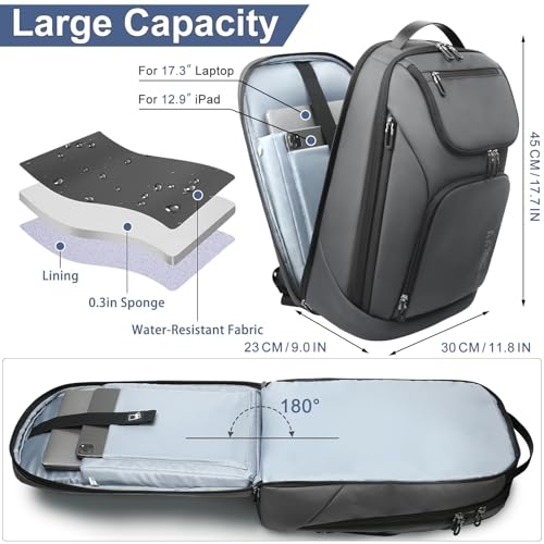 hk Business Smart Backpack for Men Anti-Theft for 17.3 Inch Laptop - color: Grey
