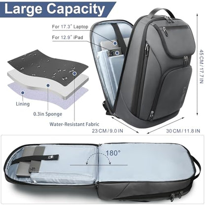 hk Business Smart Backpack for Men Anti-Theft for 17.3 Inch Laptop - color: Grey