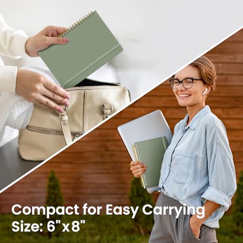 Taja Lined Spiral Notebook for Work, 5.7"x7.9" Spiral Journal College Ruled - color: A-Green, style: a-Lined(1 Pack)