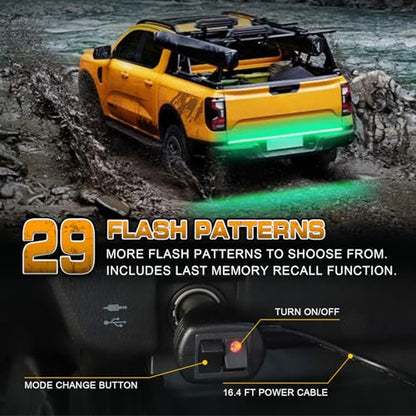 XRIDONSEN 48 inch 288 LED Tailgate Strobe Lights Green Emergency Lights - color: Green