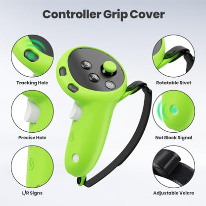 Silicone Cover Set Compatible with Meta/Oculus Quest 3s Accessories, VR Silicone Face Cover, VR Shell Cover,Touch Controller Grip Case,Camera Lens Protector Set (Colorful B)