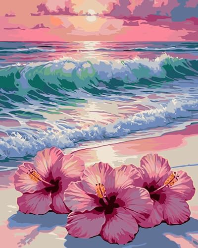 Ekuxom Beach Paint by Numbers Kit for Adults on Canvas for Beginners - color: Beach-1